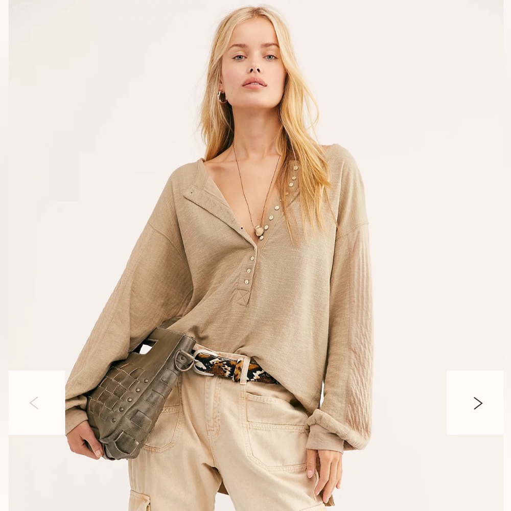 Free People We The Free Back At It Henley Top in Orange